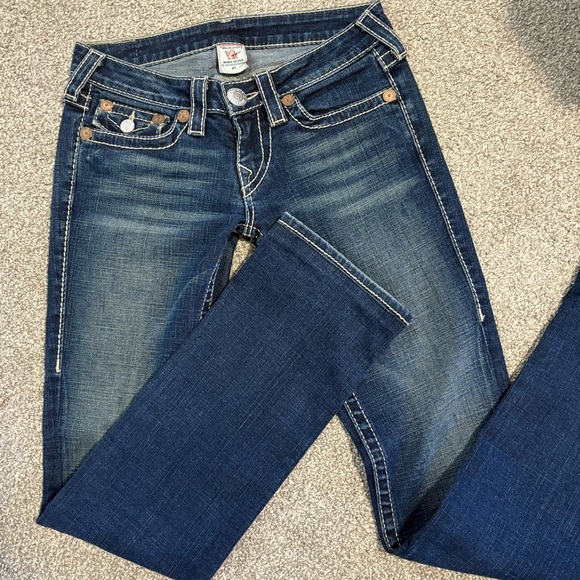Y2K True Religion Women's Lowrise Straight Leg Jeans Size 27 - Picture 1 of 9